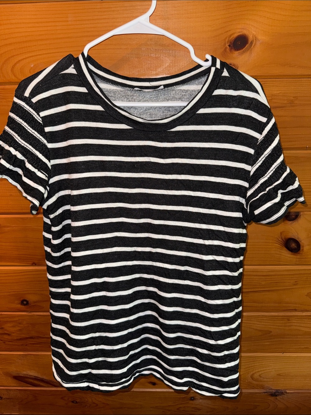 Black & White Striped Short Sleeve Tee - Classic Crew Neck